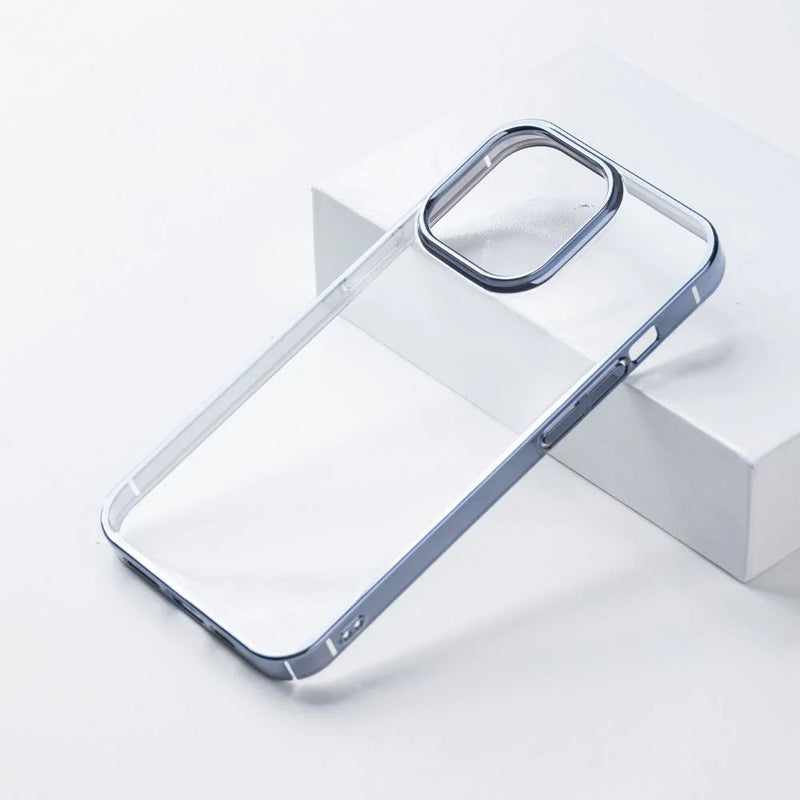 iPhone 15 Series Crystal Clear Chrome Electroplated Bumper Case