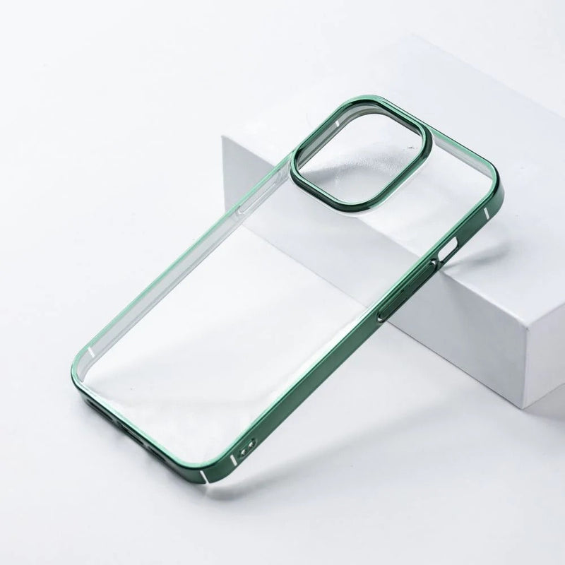 iPhone 15 Series Crystal Clear Chrome Electroplated Bumper Case