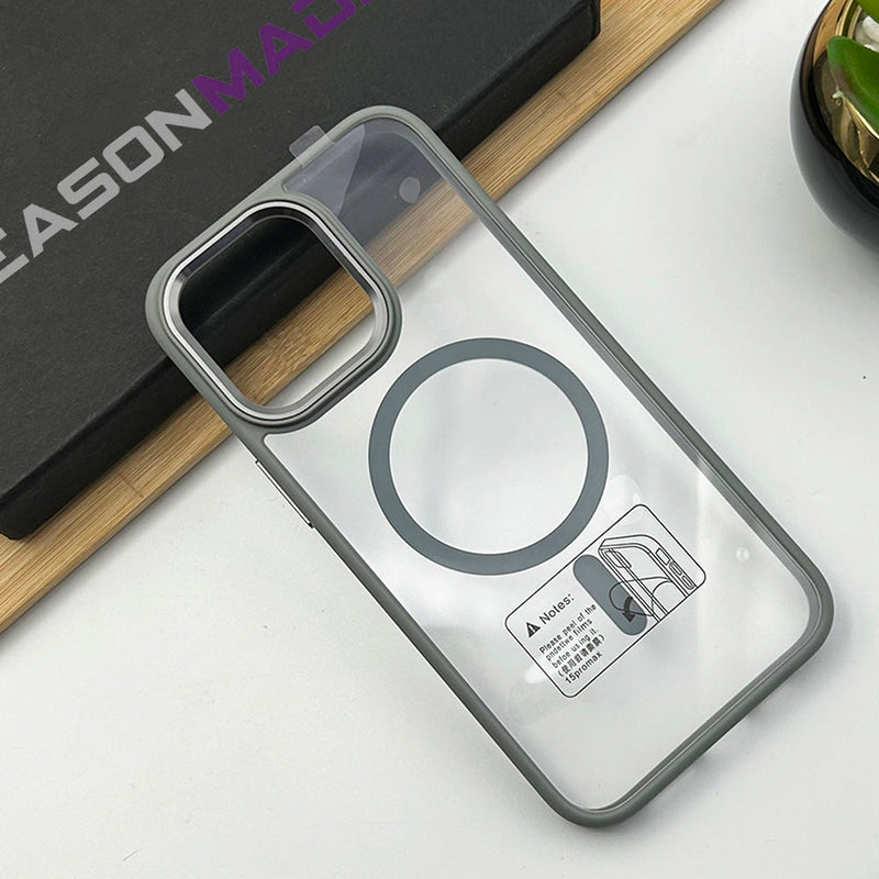 iPhone 15 Series Luxury Clear Case With Side Silicone Edge Magsafe Hard Case