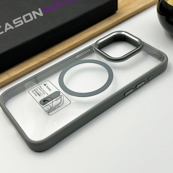 iPhone 15 Series Luxury Clear Case With Side Silicone Edge Magsafe Hard Case